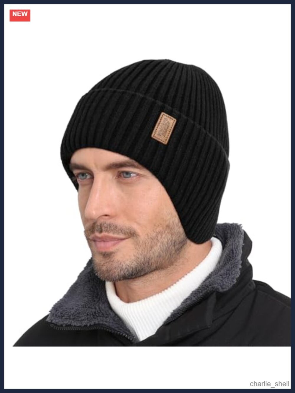 Fleece Lined Winter Beanie Earflap Windproof Unisex Cold Weather Hat